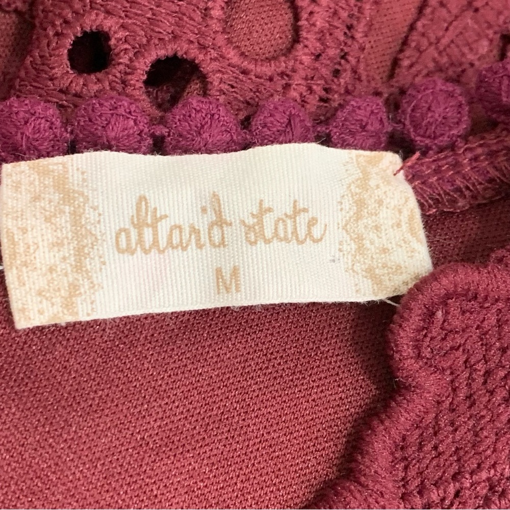Altard' State Burgundy Eyelet Lace Fit & Flare Dress Size Medium Sleeveless - Picture 10 of 11